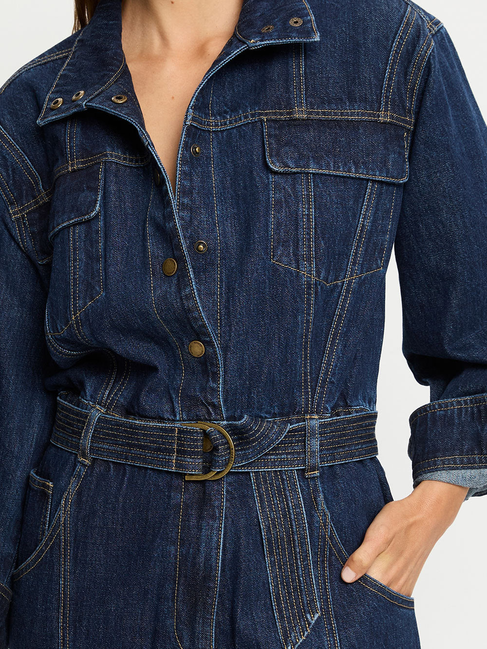 kivari - joelle denim jumpsuit - azure