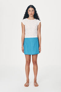 rowie the label - jole silk mini wrap skirt - aqua blue