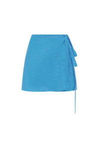 rowie the label - jole silk mini wrap skirt - aqua blue