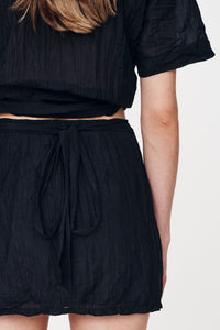 rowie the label - jole silk mini wrap skirt - noir