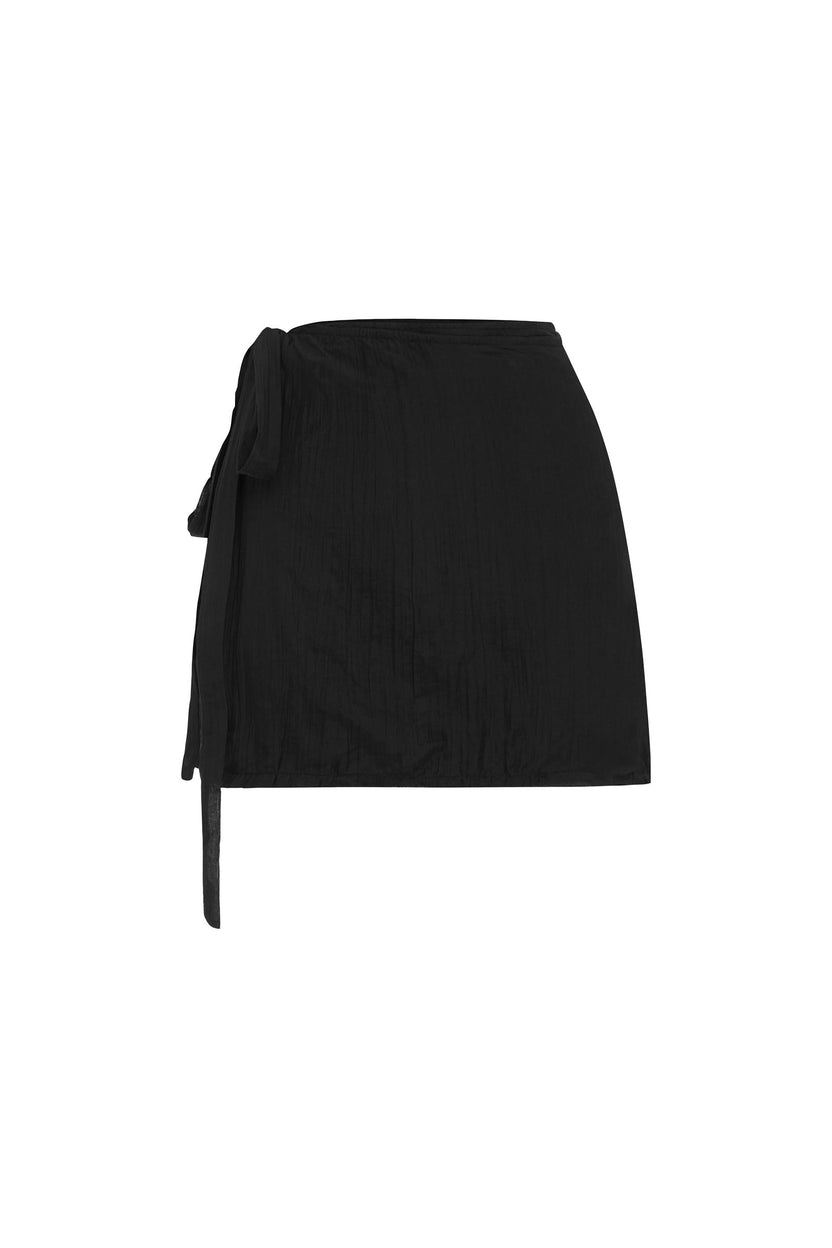 rowie the label - jole silk mini wrap skirt - noir