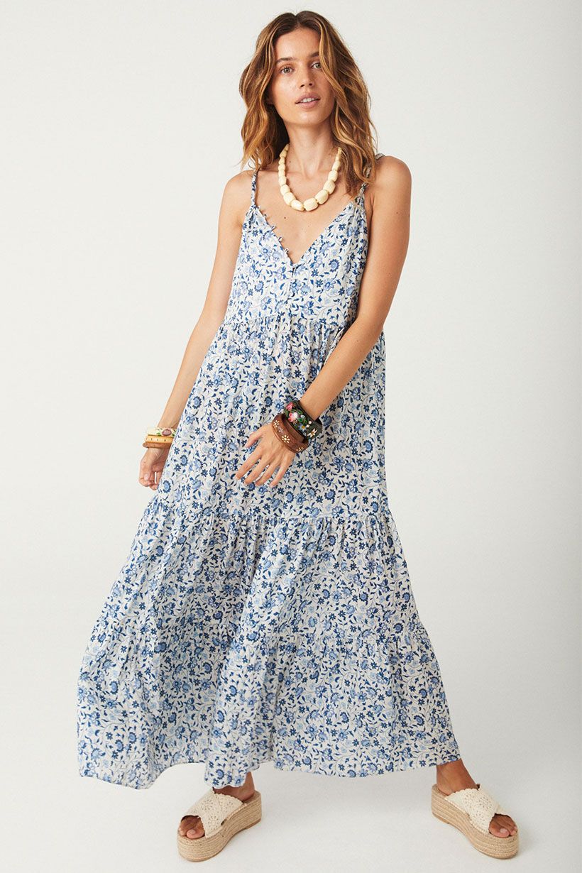 spell - sunshine bandit strappy gown - chambray