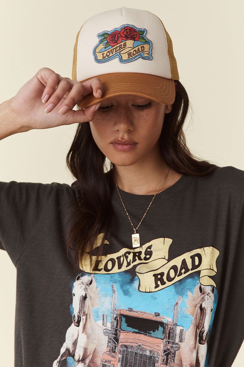 spell - lovers road trucker hat - mustard