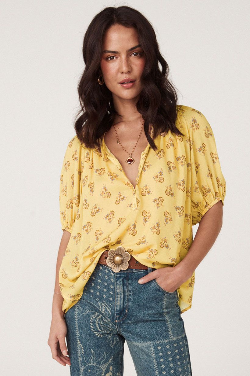 spell - rebel spirit short sleeve blouse - daffodil