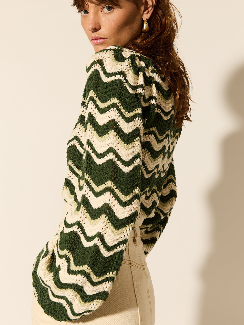 kivari - marcella knit top - green wave