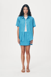 rowie the label - mason silk shirt - aqua blue