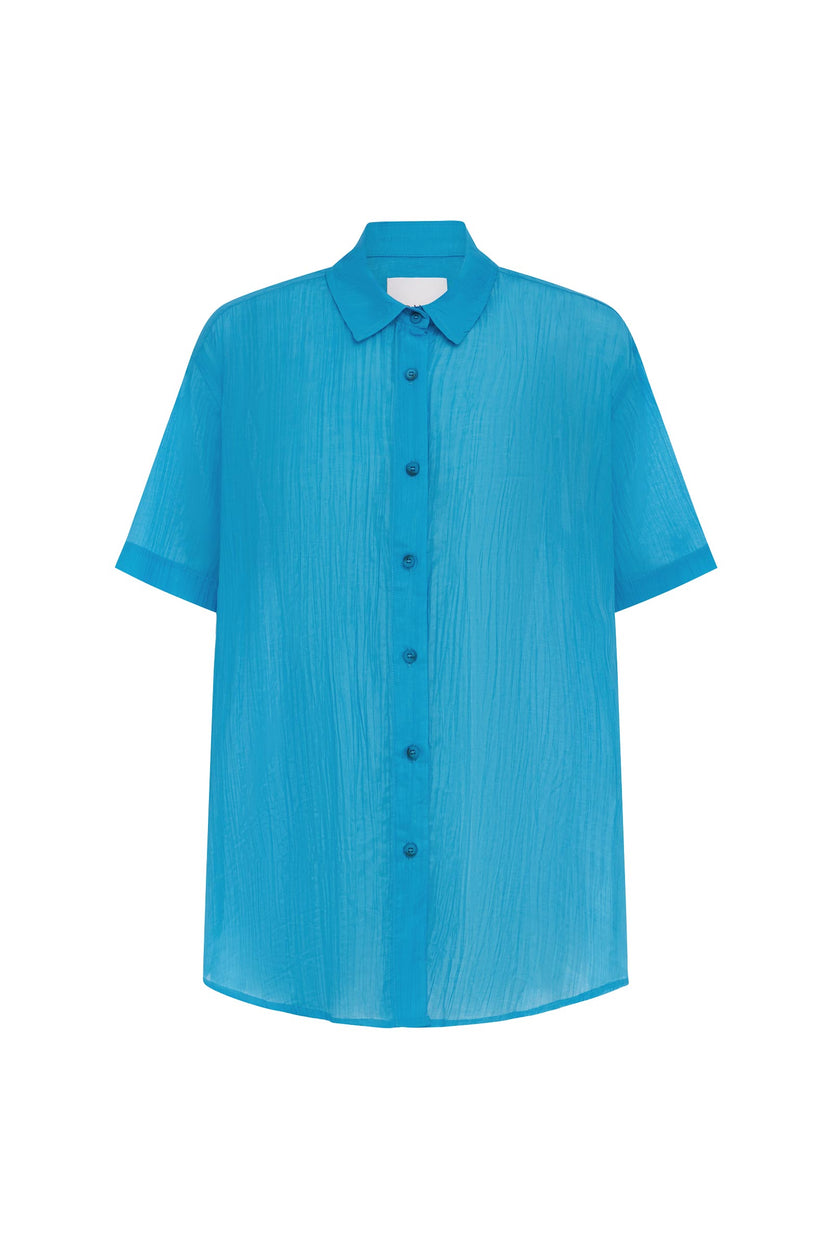 rowie the label - mason silk shirt - aqua blue