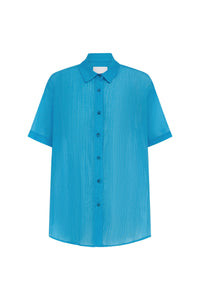 rowie the label - mason silk shirt - aqua blue