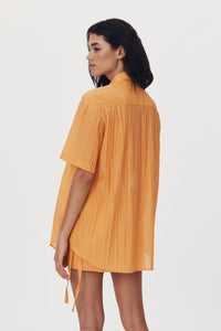 rowie the label - mason silk shirt - valencia orange