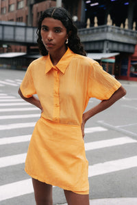 rowie the label - mason silk shirt - valencia orange