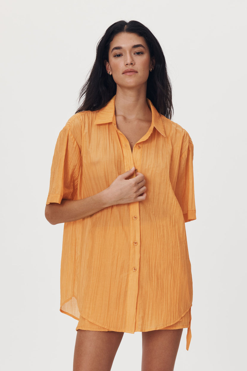 rowie the label - mason silk shirt - valencia orange