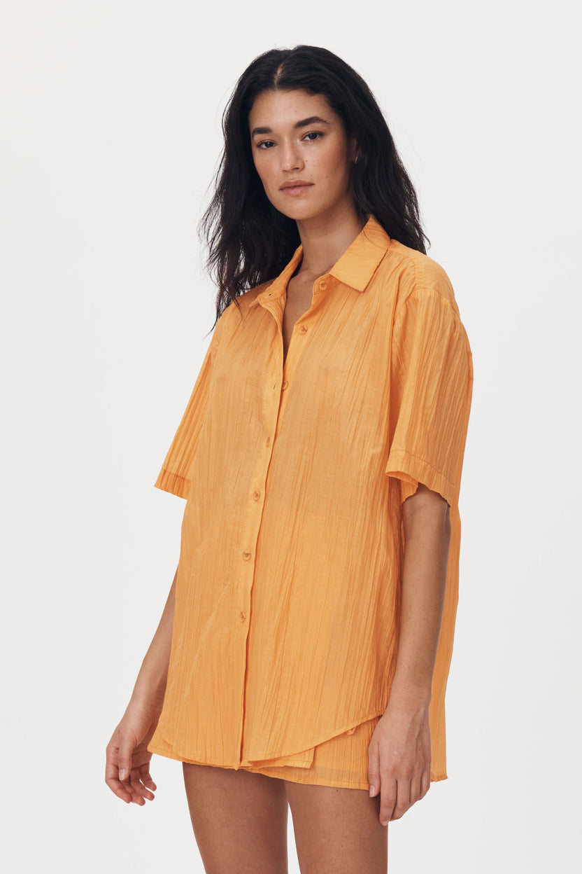 rowie the label - mason silk shirt - valencia orange