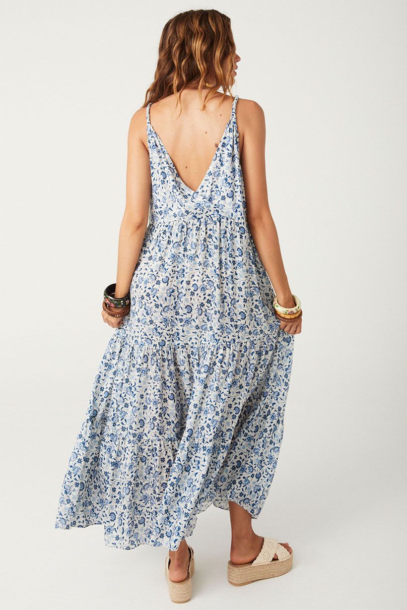 spell - sunshine bandit strappy gown - chambray