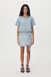 rowie the label - melissa denim wrap skirt - azul