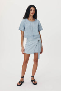 rowie the label - melissa denim wrap skirt - azul