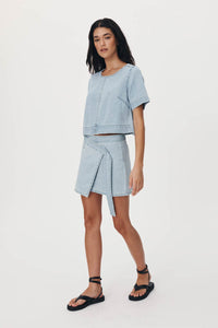 rowie the label - melissa denim wrap skirt - azul