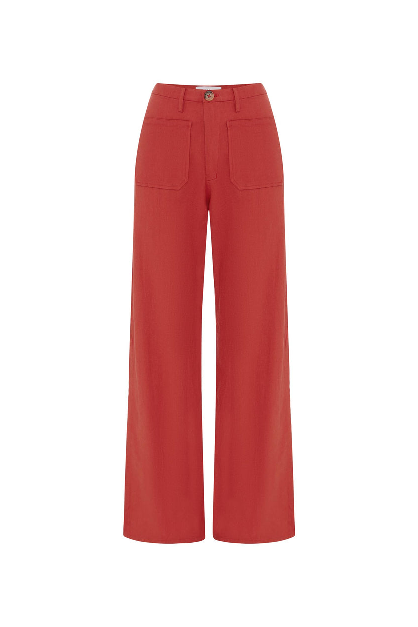 rowie the label - paige linen pants - apple red