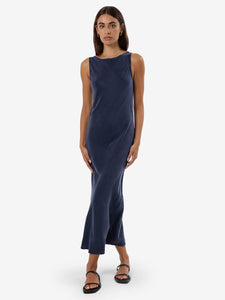 thrills -indigo slip dress - oxford blue