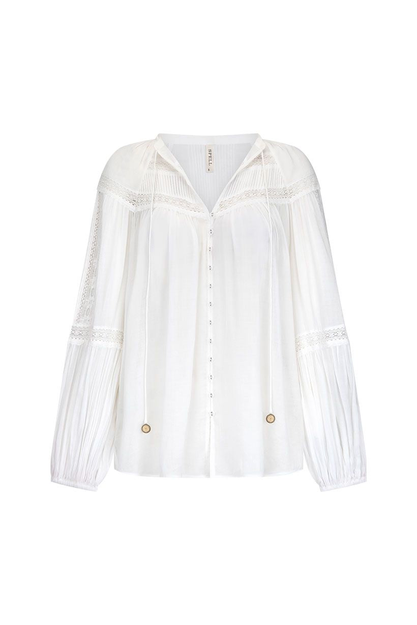 spell - teodora blouse - white