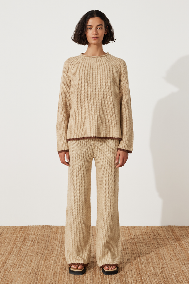 zulu & zephyr - sand contrast rib knit jumper