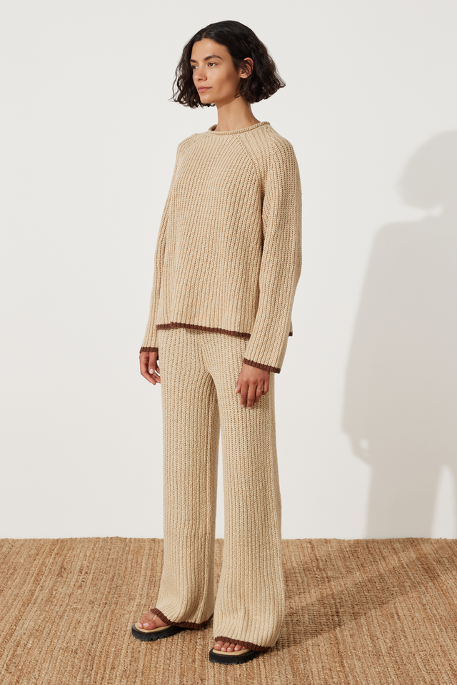 zulu & zephyr - sand contrast rib knit jumper