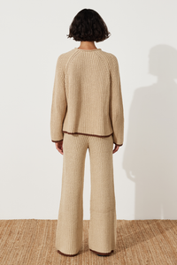 zulu & zephyr - sand contrast rib knit jumper