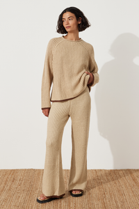 zulu & zephyr - sand contrast rib knit jumper