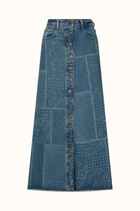 spell - road trip denim maxi skirt - bandana