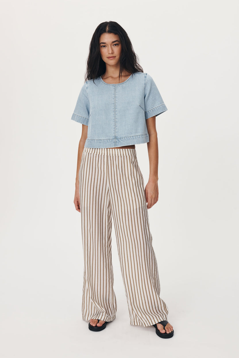 rowie the label - davie denim top - azul