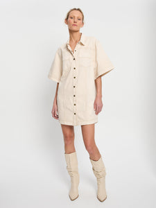 kivari - rowyn denim shirt dress - cream