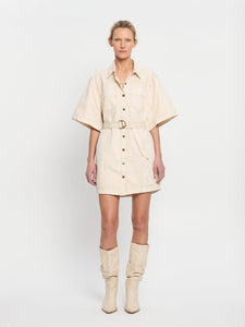 kivari - rowyn denim shirt dress - cream