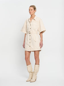 kivari - rowyn denim shirt dress - cream