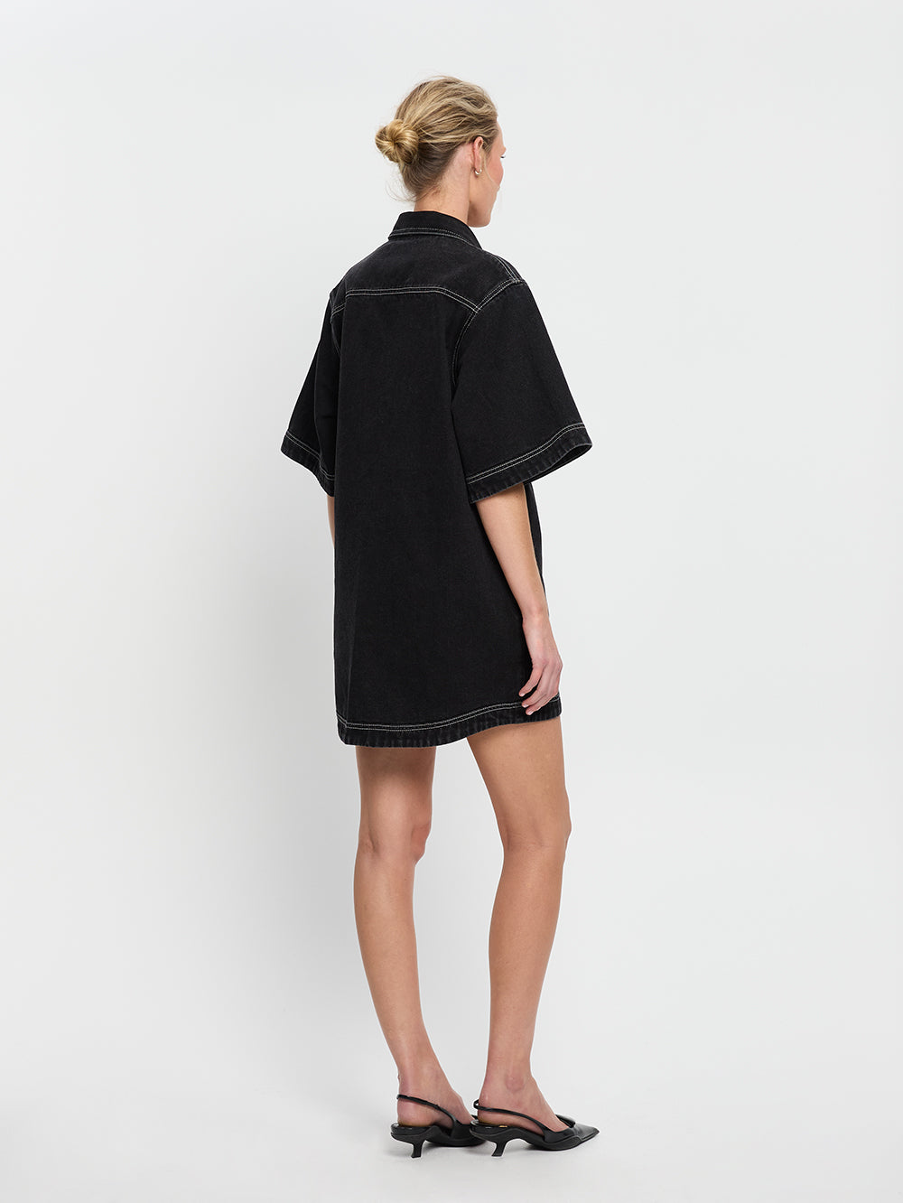 kivari - rowyn denim shirt dress - black