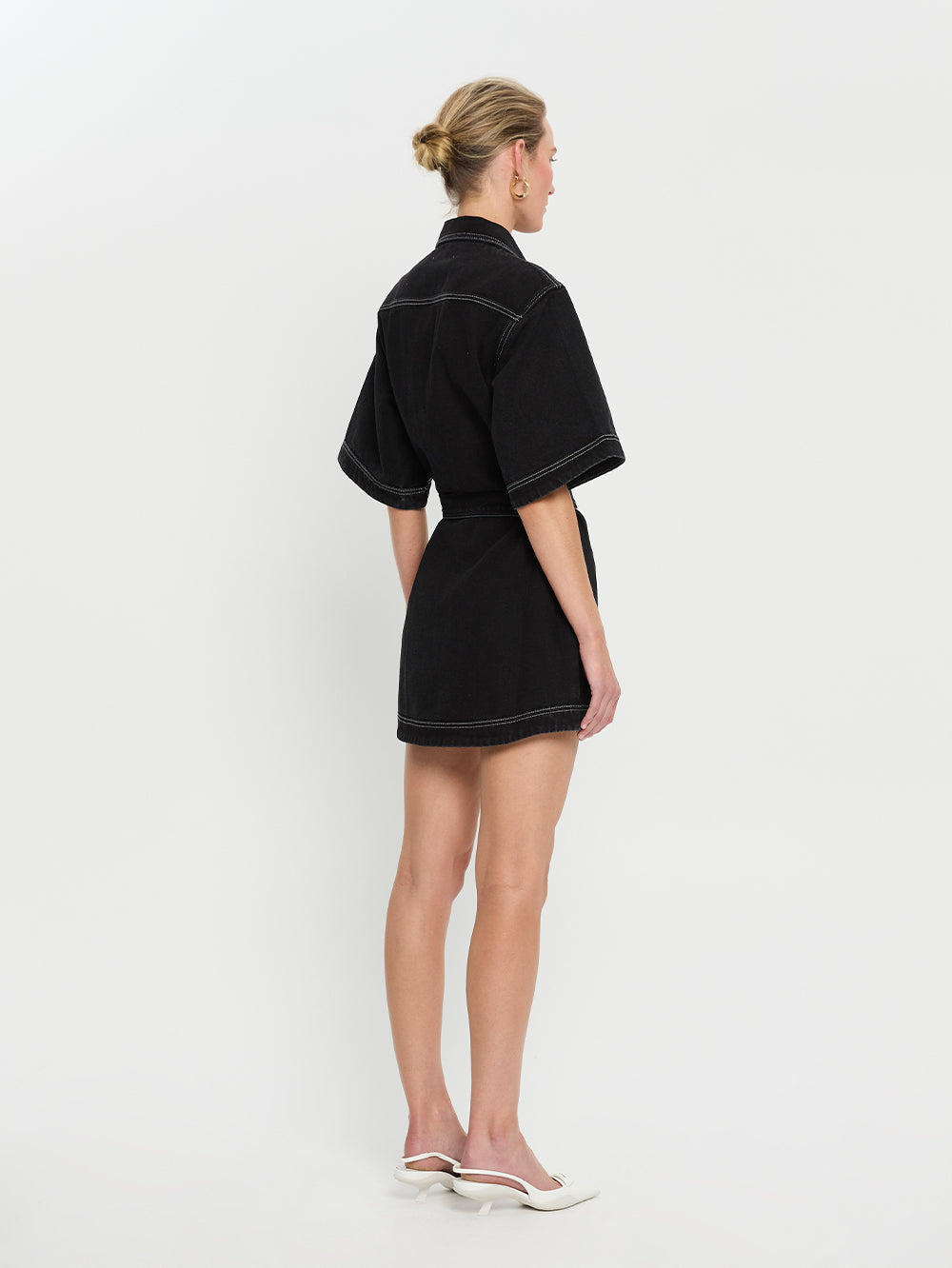 kivari - rowyn denim shirt dress - black