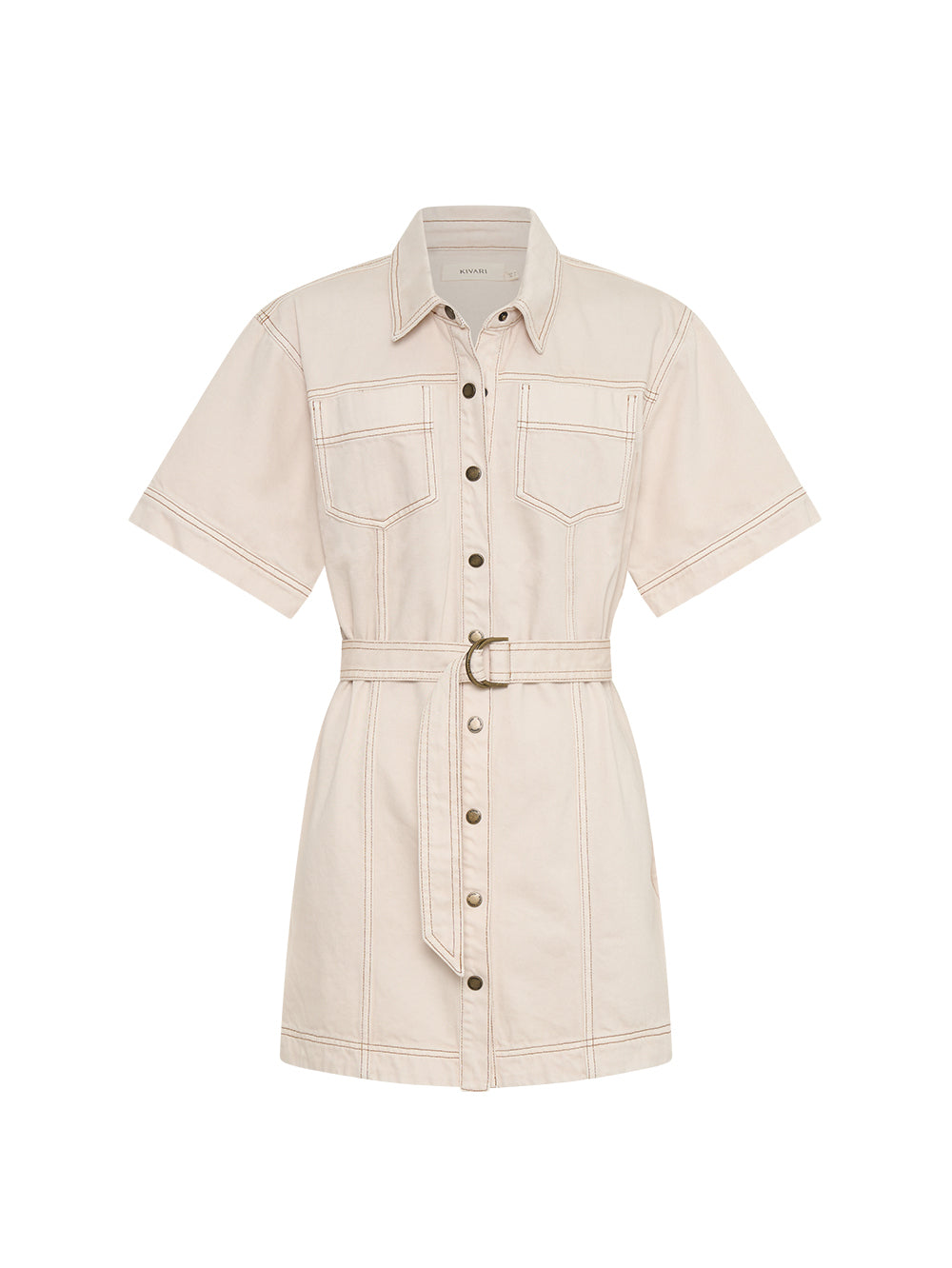 kivari - rowyn denim shirt dress - cream