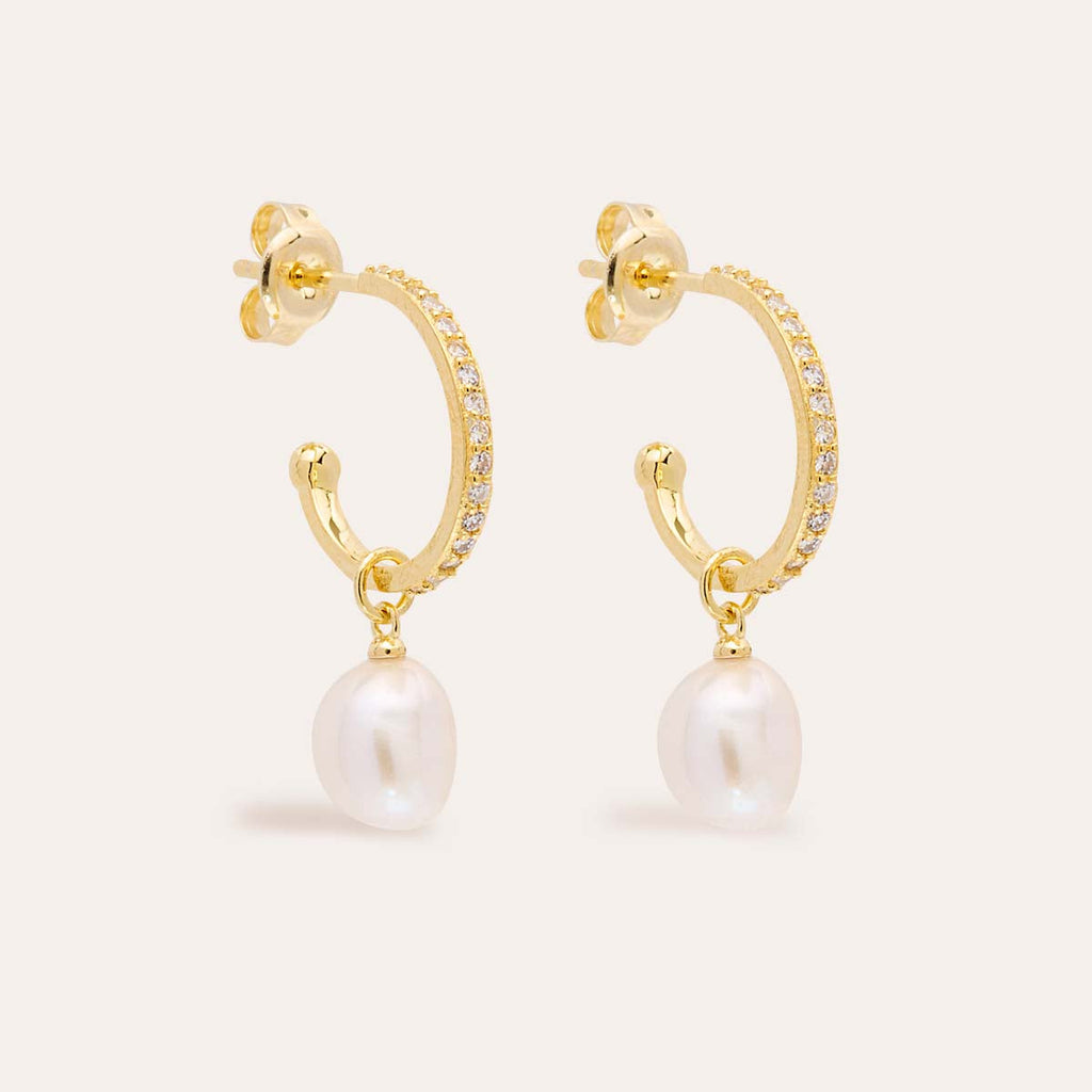 by charlotte - intention of peace pearl hoops - gold