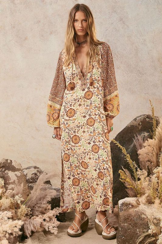 spell - sannah boho maxi dress - golden ochre