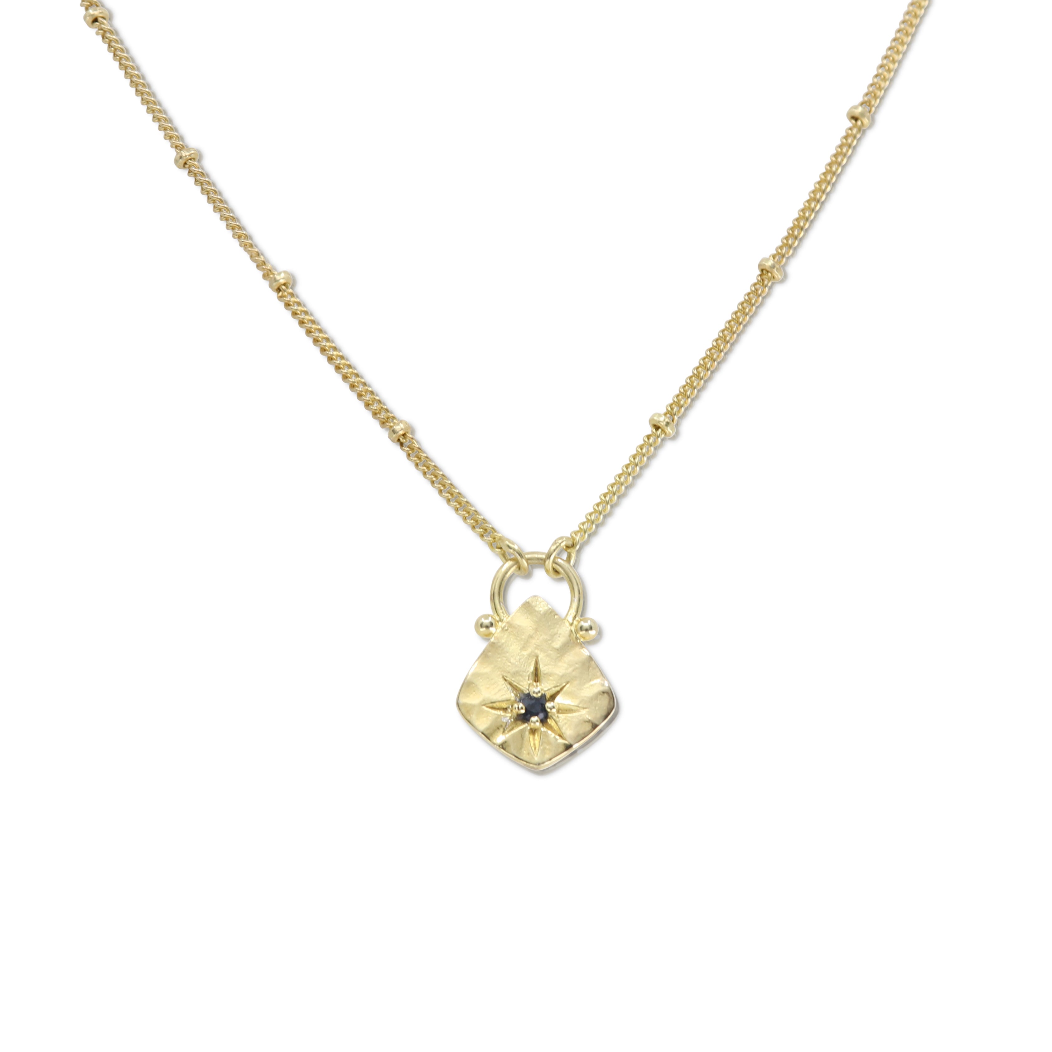 tonimay - sapphire star hammered gold necklace