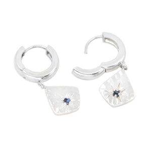 tonimay - sapphire charm huggies - silver