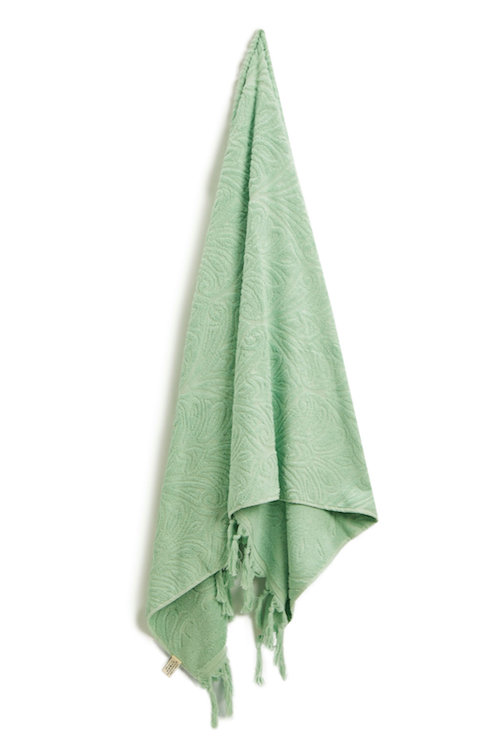 salty shadows - cotton terry towel - gossamer green