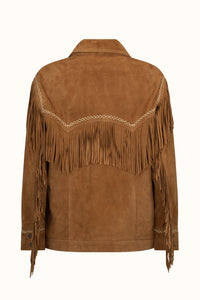 spell - fearless heart suede fringe jacket - vintage tan