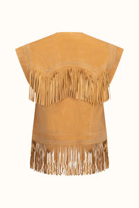 spell - fearless heart suede fringe vest - sun glow