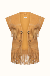 spell - fearless heart suede fringe vest - sun glow