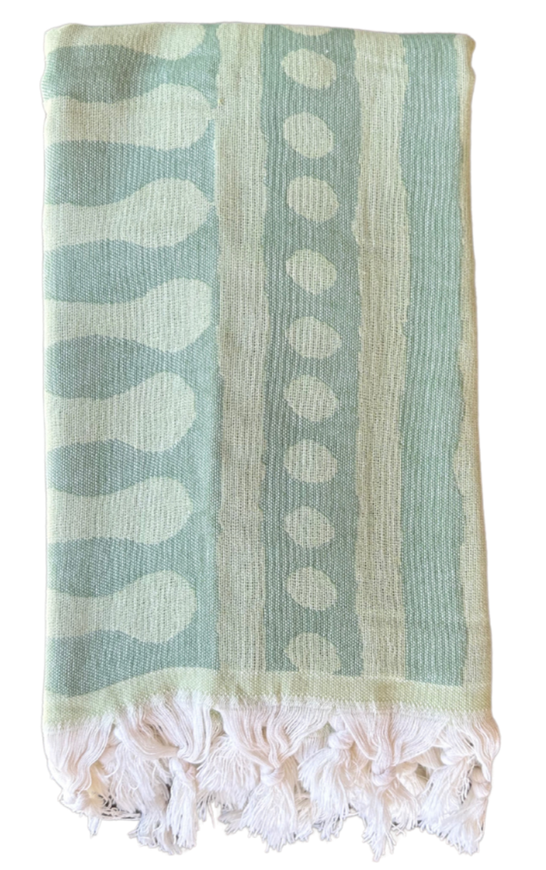 salty shadows - turkish towel - tribal stripe - pistachio & olive