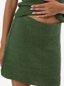 thrills - jagger knit skirt - elm green