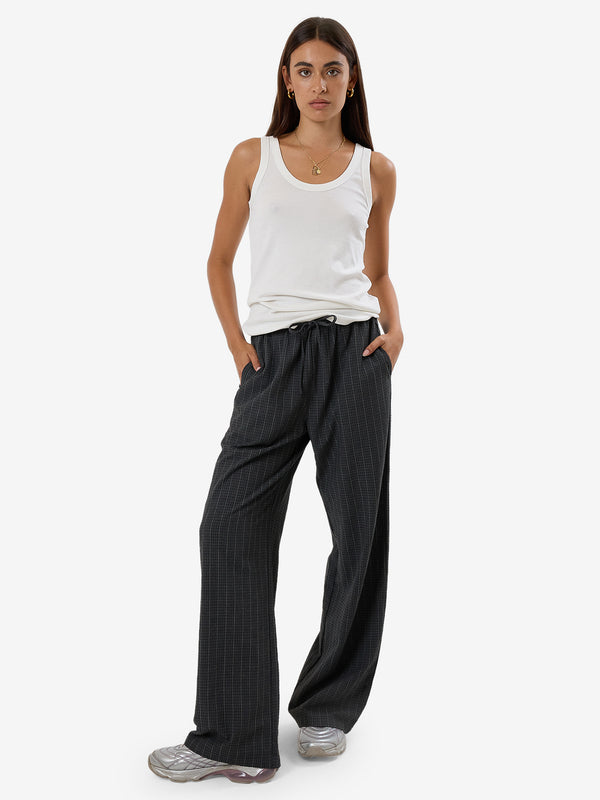 thrills - colby drawstring pants - charcoal pinstripe