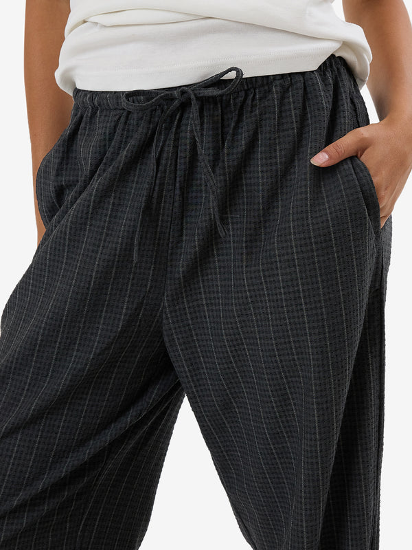 thrills - colby drawstring pants - charcoal pinstripe