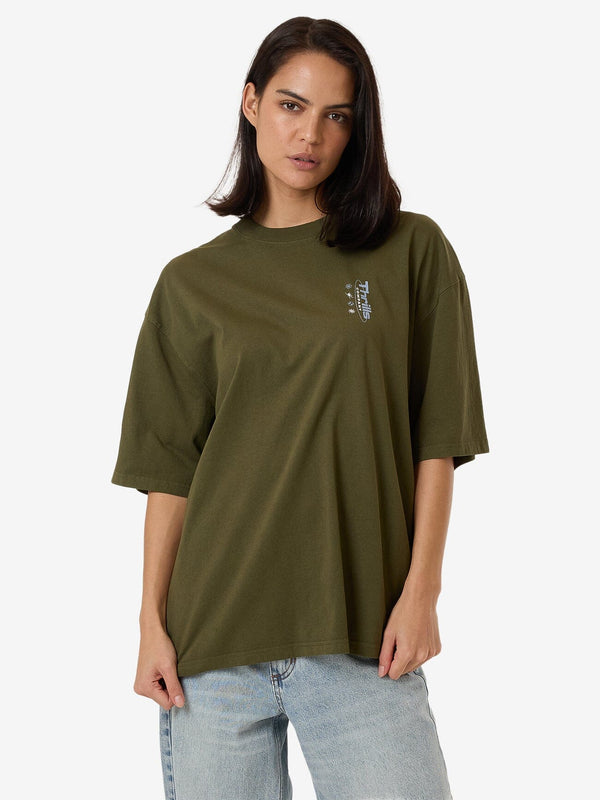 thrills - spirit of reality oversized tee - burnt olive