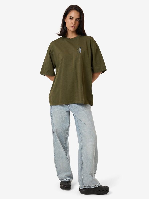 thrills - spirit of reality oversized tee - burnt olive