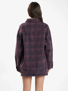 thrills - morgan barrio check jacket- deep plum